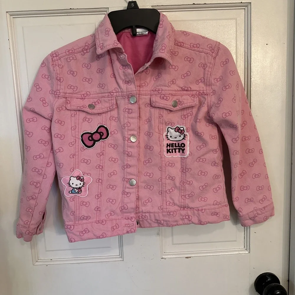 Hello Kitty Girls Pink Denim Jacket Size 7/8